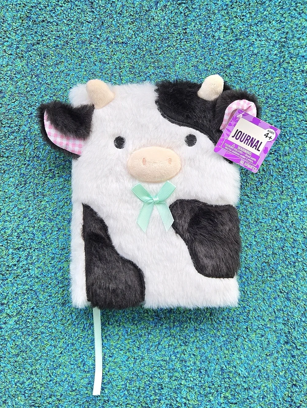 Cow Faux Fur Covered Lined Notebook - 80 Pages - 6" x 7 3/4" - Picture 1 of 2
